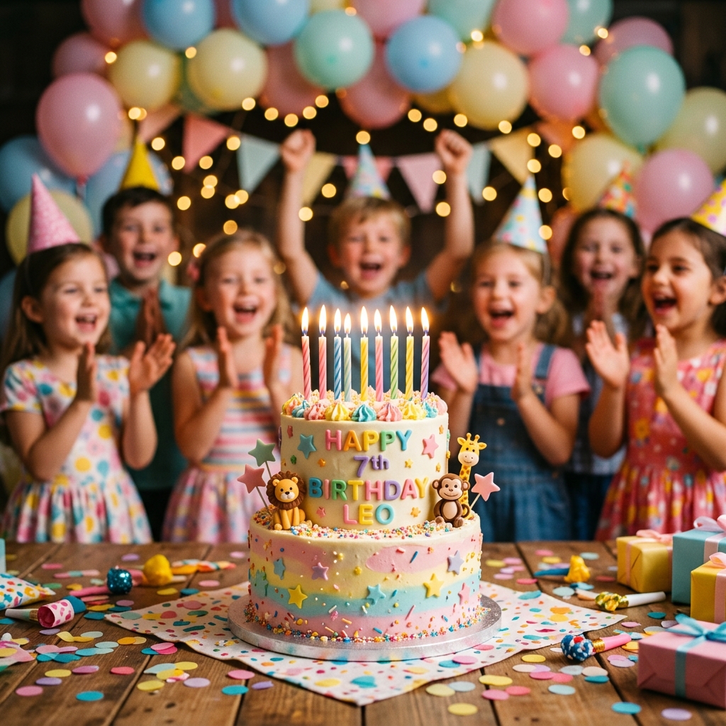 Kids Birthday Party and cake cutting celebration